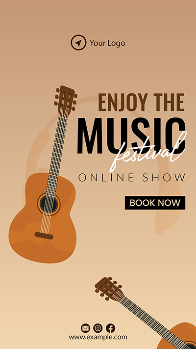 Portrait template of enjoy the music festival online show