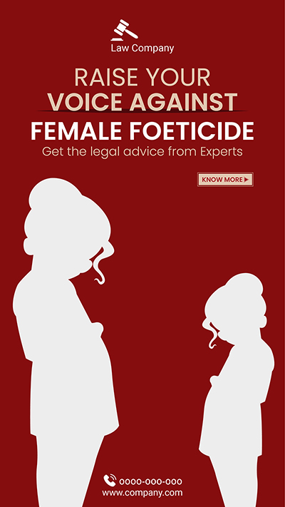 Portrait template of raise voice against female foeticide