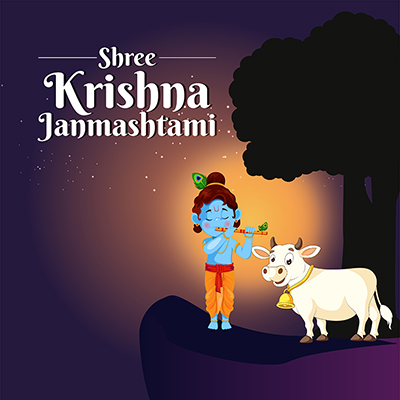 Shree krishna janmashtami on banner template