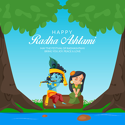 Template banner for happy radha ashtami festival