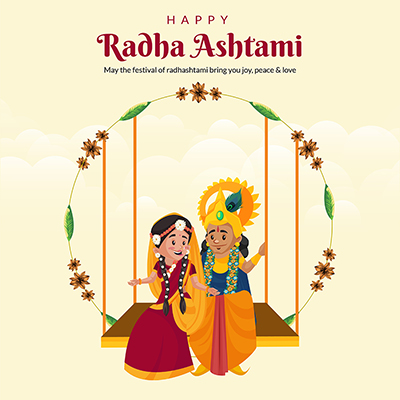 Template banner for the happy radha ashtami event