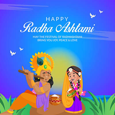 Template banner for the happy radha ashtami festival