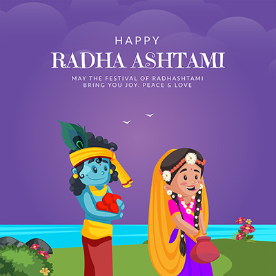 Template banner of a happy radha ashtami festival