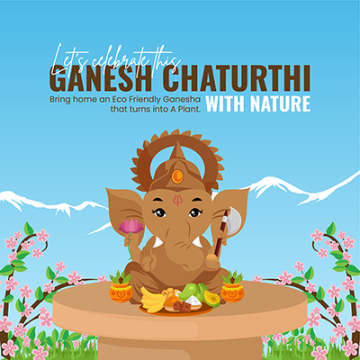 Template banner of ganesh chaturthi with nature