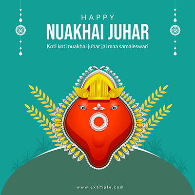 Template banner with happy nuakhai juhar festival