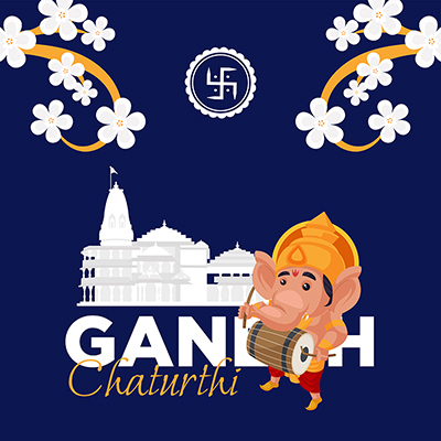 Template banner with the happy ganesh chaturthi event