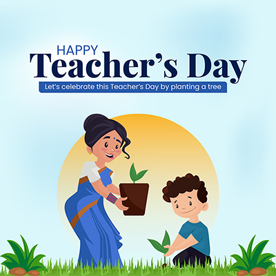 Template banner with the happy teachers day event