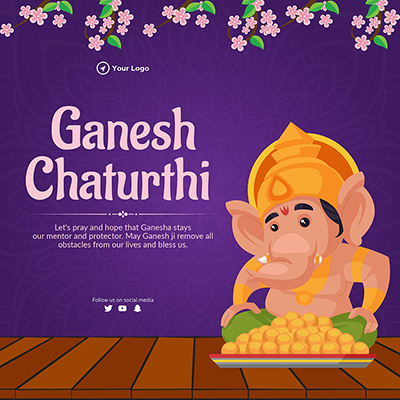 Template of ganesh chaturthi wishes banner