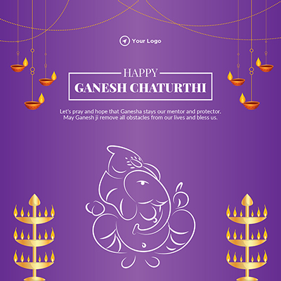 Template with a happy ganesh chaturthi banner