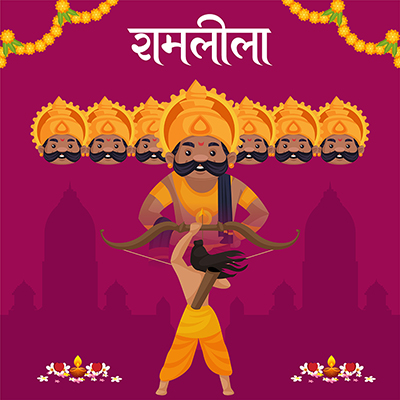 Banner design of ramlila event template in hindi text