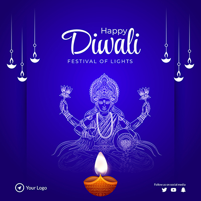 Banner template for a happy diwali event