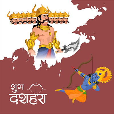 Banner template for a shubh dussehra in hindi text