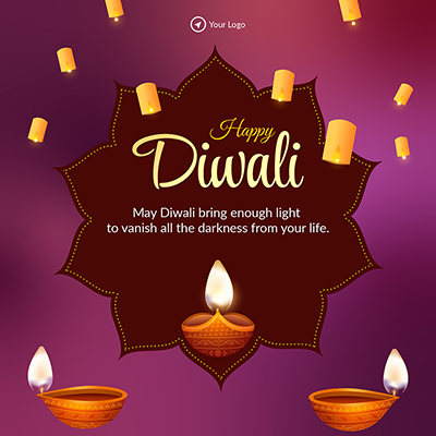 Banner template for happy diwali event
