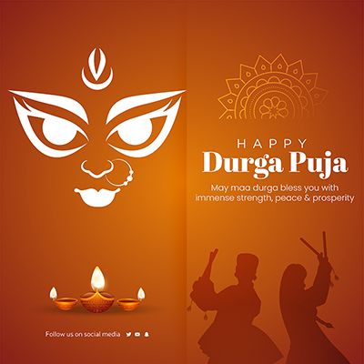 Banner template happy durga puja festival