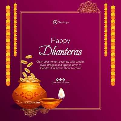 Banner template of a happy dhanteras wishes