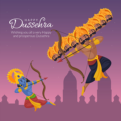 Banner template of a happy dussehra festival wishes