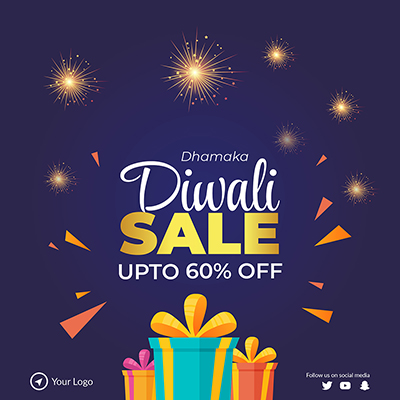 Banner template of diwali with dhamaka sale offer