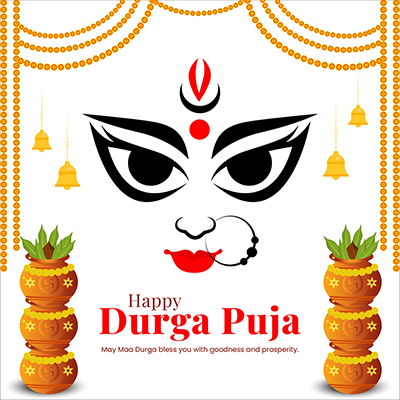 Banner template of happy durga puja event