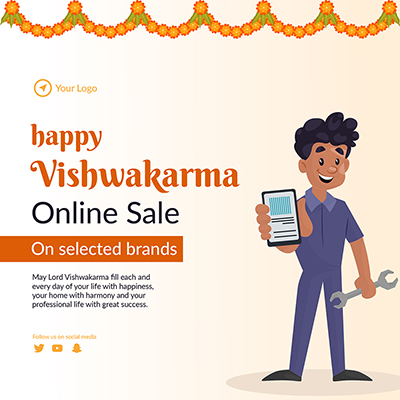 Banner template of happy vishwakarma online sale on selected brands