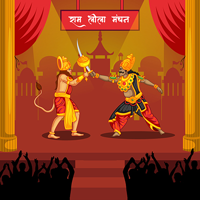 Banner template of ram leela manch in hindi text