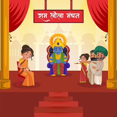 Banner template of ramleela manch in hindi text