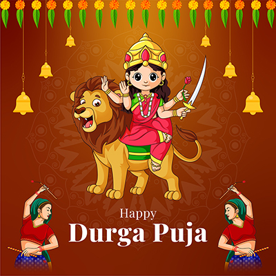 Banner template of the happy durga puja event