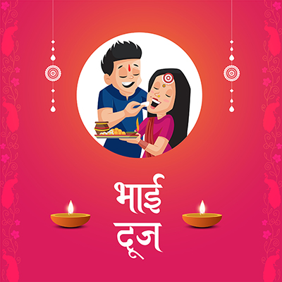 Banner template with a bhai dooj wishes in hindi text
