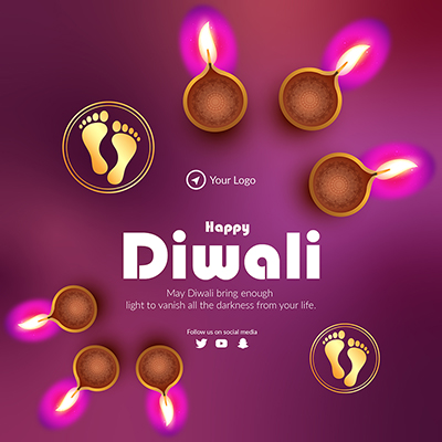 Banner template with a happy diwali event