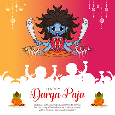 Banner template with a happy durga puja