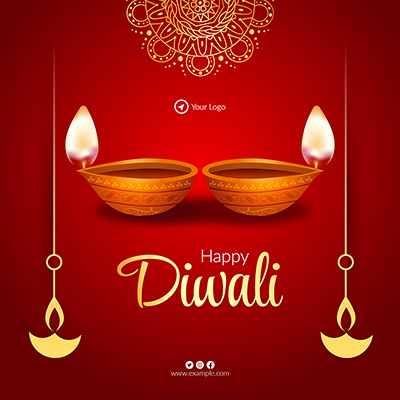 Banner template with happy diwali