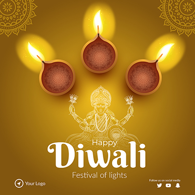 Banner template with happy diwali event