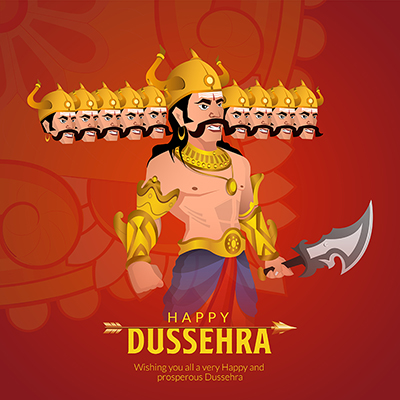 Banner template with happy dussehra festival