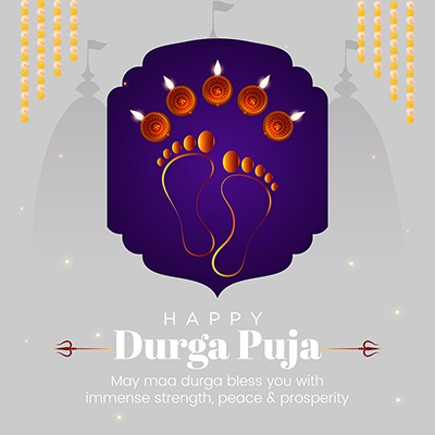 Banner template with the happy durga puja event