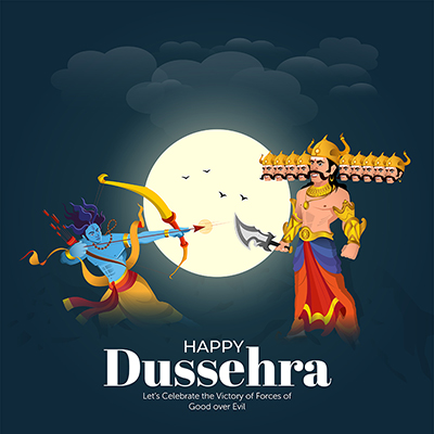 Happy dussehra festival with a banner template