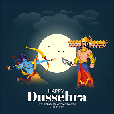 Happy dussehra festival with a banner template Happy dussehra festival with a banner template