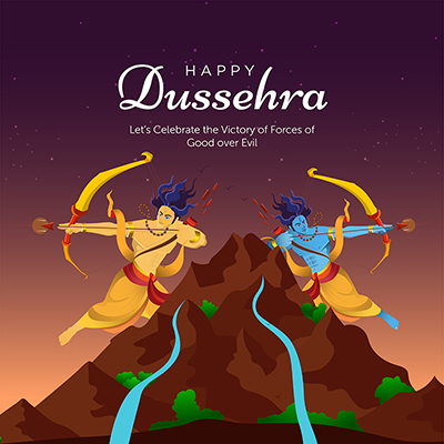 Happy dussehra festival with template banner Happy dussehra festival with template banner