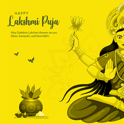 Happy lakshmi puja on the banner template design