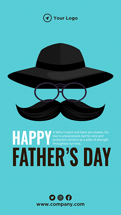 Portrait of happy fathers day with template