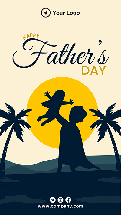 Portrait template of happy fathers day event