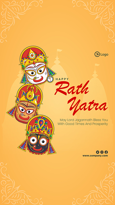 Portrait template of happy rath yatra festival
