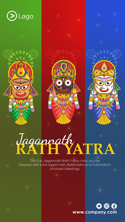 Portrait template of jagannath rath yatra event