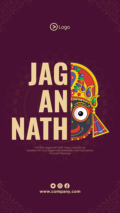 Portrait template of jagannath ratha yatra festival
