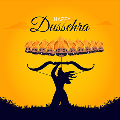 Template banner for a happy dussehra festival