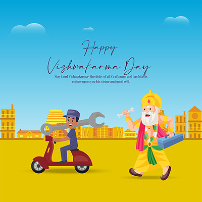 Template banner for a happy vishwakarma day