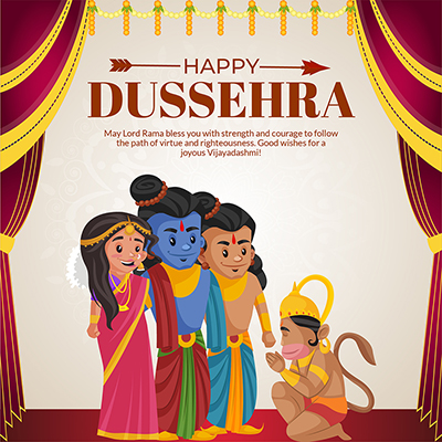 Template banner for happy dussehra festival