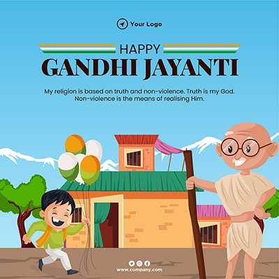 Template banner of a happy gandhi jayanti