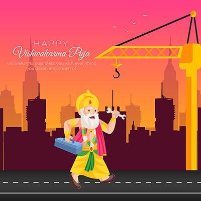 Template banner with a happy vishwakarma day