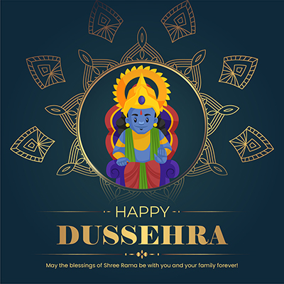 Template banner with the happy dussehra