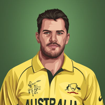 Aaron Finch Australian Cricketer Vector Portrait Illustration