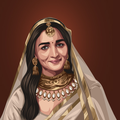 Alia Bhatt Indian Actress Vector Portrait Illustration